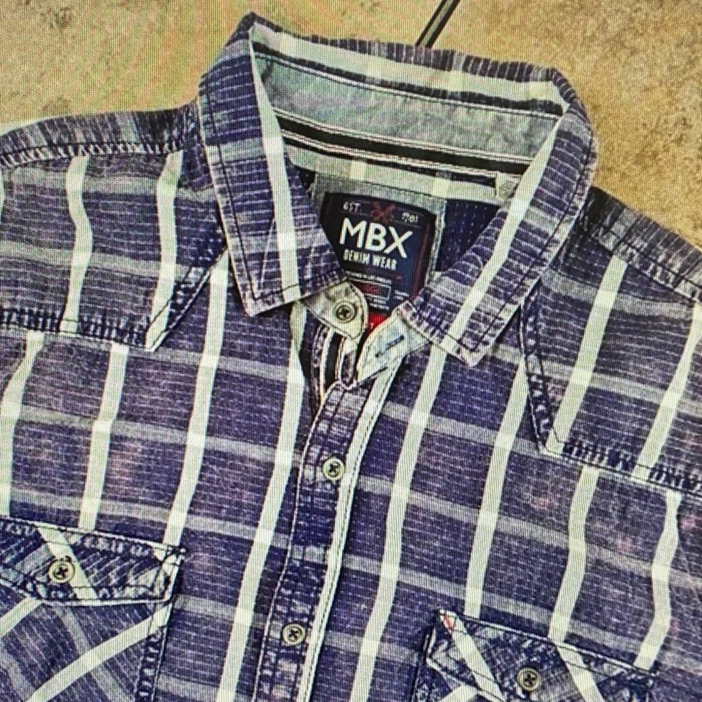 MBX Men's Striped Blue Casual Shirt